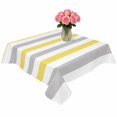 thumbnail image 2 of Yellow Grey Stripe Table Cloth Waterproof Tablecloths, Modern Farmhouse Vertical Striped Tablecloth Dining Table Cover for Kitchen Party Tabletop Outdoor, Square Tablecloth 60x60 Inch, 2 of 9