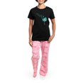 thumbnail image 4 of CafePress - Blowing Dandelion Aqua Women's Dark Pajamas - Women's Short Sleeve Print T-Shirt and Pants Dark Cotton Pajama Set, 4 of 7