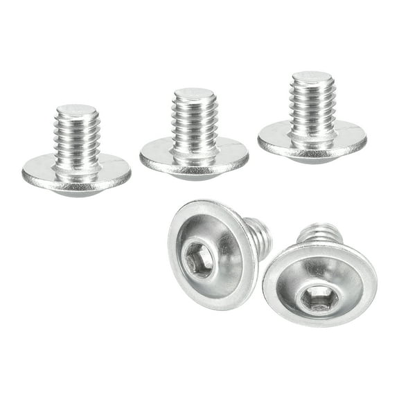 Uxcell Flanged Button Head Socket Cap Screws,100 Pcs M5x5mm - 304 Stainless Steel Socket Drive Fasteners Bolts, Fully Thread Machine Screws (Silver)