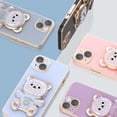 thumbnail image 2 of Funda para iPhone 13 Pro con soporte oculto de oso, suave TPU, a prueba de golpes, con soporte de oso 3D y protección para cámara, para mujeres y niñas, color morado, 2 of 6