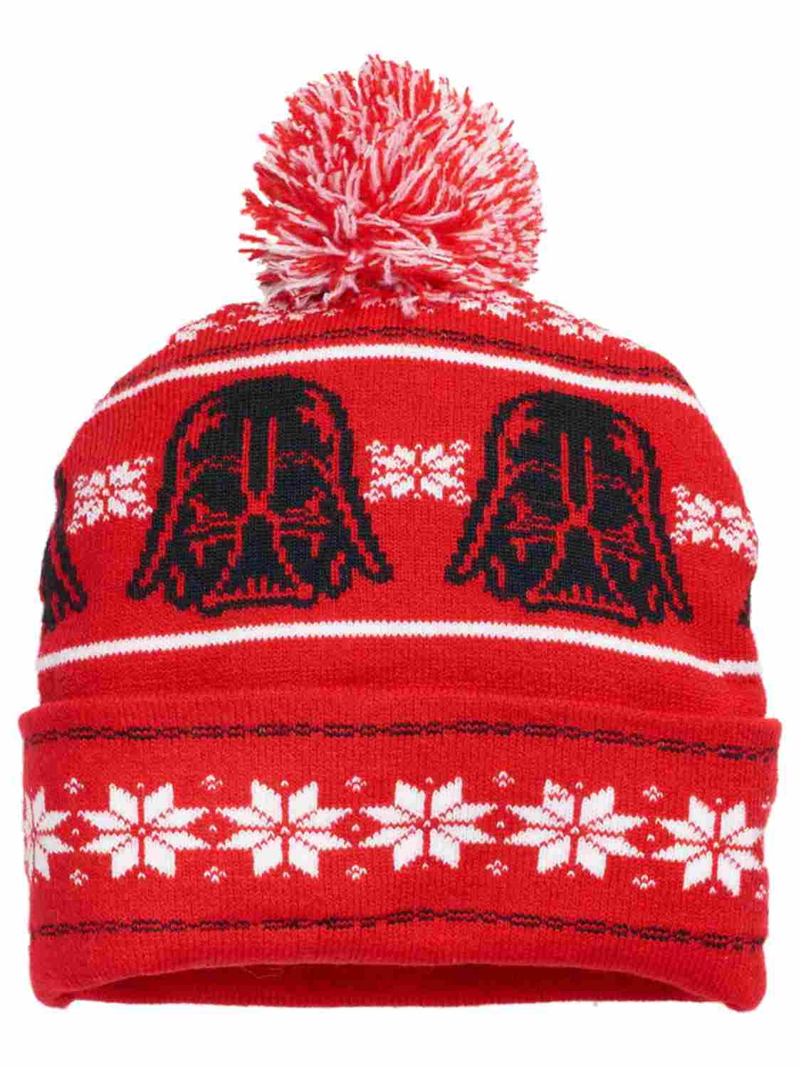 Mens Red Star Wars Pom Beanie Darth 