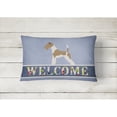 thumbnail image 2 of Carolines Treasures BB8284PW1216 Wire Fox Terrier Welcome Canvas Fabric Decorative Pillow, Blue, 12H x16W, multicolor, 2 of 3