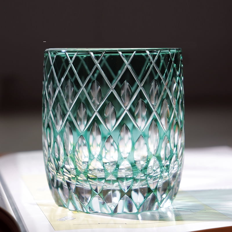 250ml Luxury Bohemian Hand Blown with Unique Pattern  Engraved Old Fashioned Rock Glass for Whiskey Wine
