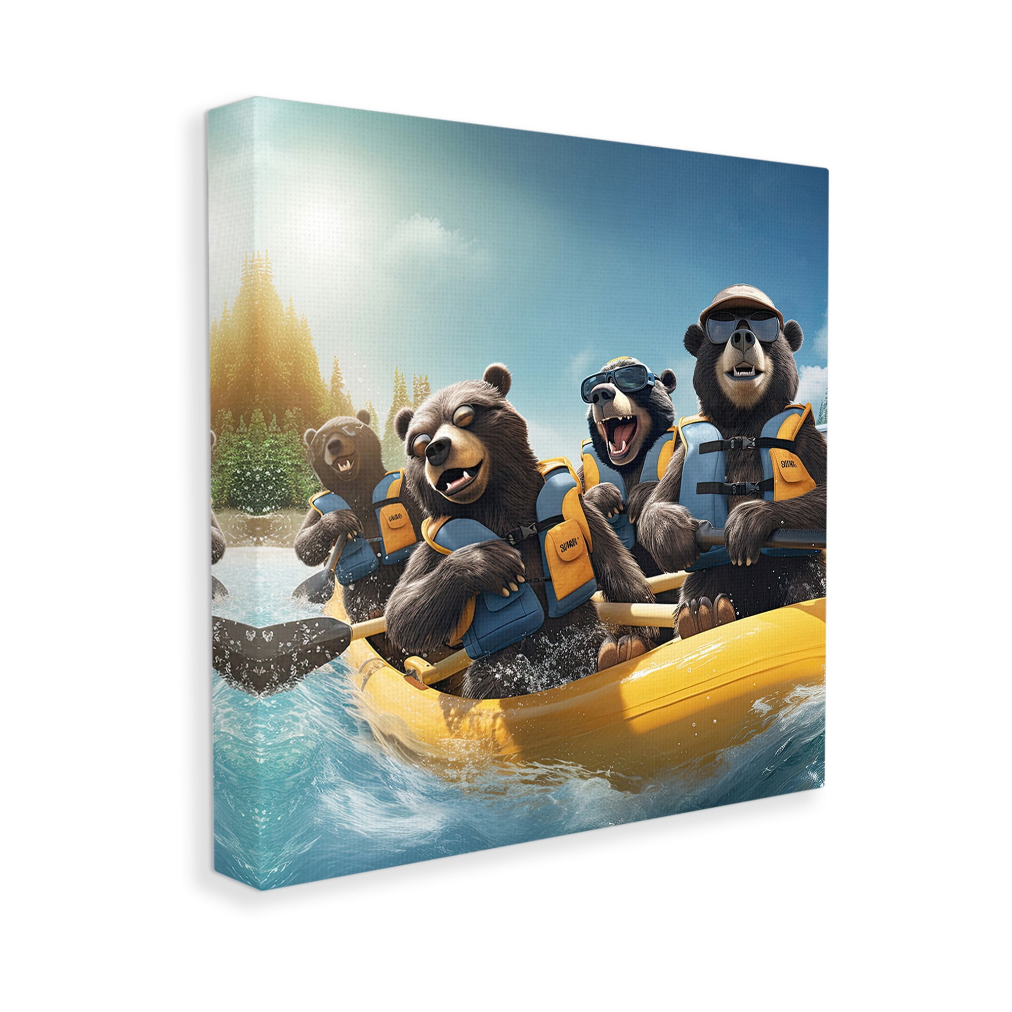 Stupell Industries Funny Kayaking Bears Animals & Insects Painting Gallery Wrapped Canvas Art Print Wall Art, 24 x 24