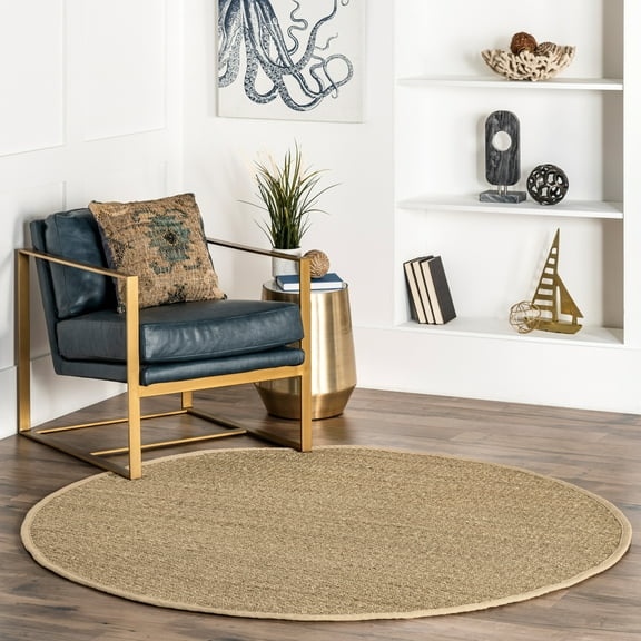 nuLOOM Elijah Farmhouse Seagrass Area Rug, 8', Round, Elijah Beige