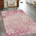 thumbnail image 3 of Christmas Area Rug 4x6 Washable Rug Non Slip Pink Watercolor Snowflakes Pattern Winter Large Area Rug Indoor Floor Carpet for Entryway Bedroom Kitchen Living Room Home Office Dining Room Nursery, 3 of 8