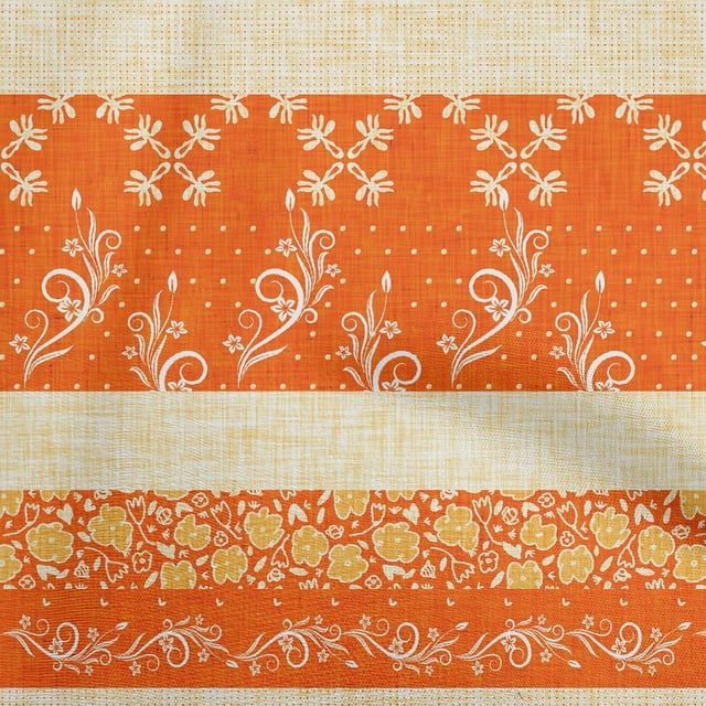 oneOone Cotton Poplin Orange Fabric Asian Block Craft Projects Decor Fabric Printed By The Yard 42 Inch Wide