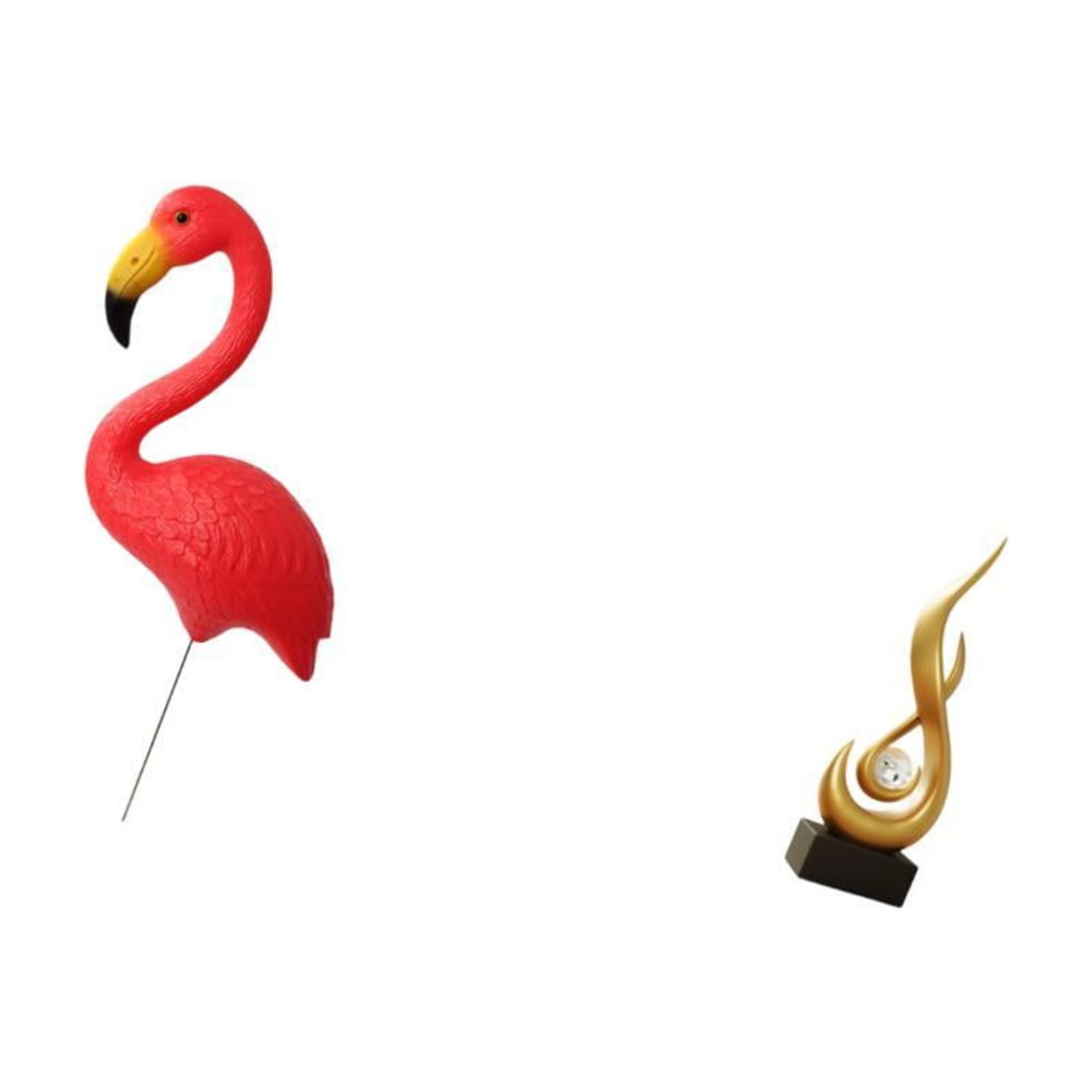 Miulika Flamingo Fairy Garden Sculpture with Abstract Fire Flame Design for Holiday Spring Yard Art and Modern Indoor Cabinet Ornament Decor