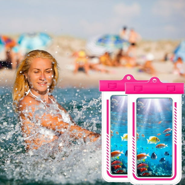 Funda transparente grande para móvil, ideal para buceo, natación, 30 metros de resistencia IPX8, apta para móviles de menos de 7 pulgadas. 2 fundas impermeables.