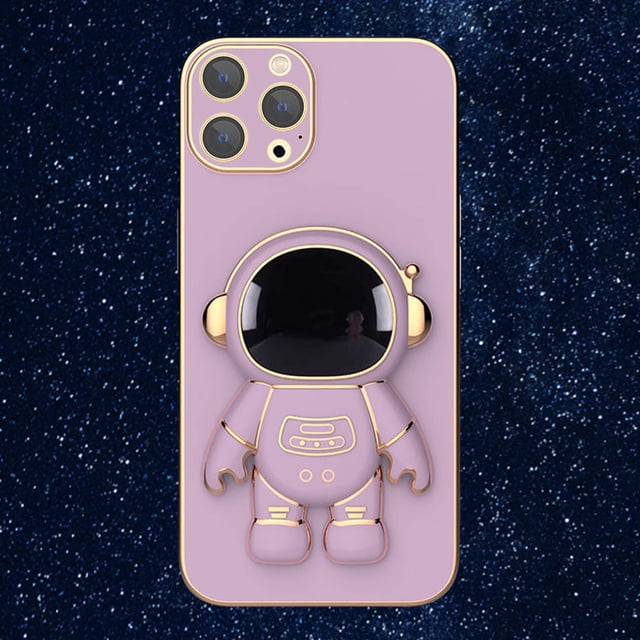 3D Plating Astronaut Hidden Stand Case Cover Cute Astronaut Stand Phone Case para IPhone 12Pro TPU Cover