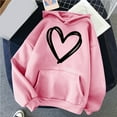 thumbnail image 4 of Viadha Women's Sweatshirts Hoodie Long Sleeve Lightweight Hooded Sweatshirts Fall Tops Heart Pattern Printed Fashion Jacket Coat with Pockets, 4 of 4