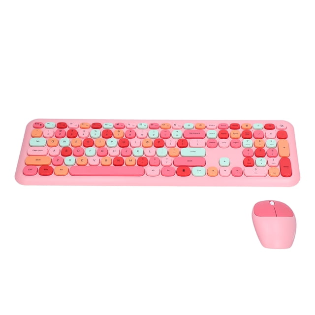 2.4G Combo De Teclado Y Mouse Inalámbrico, 110 Teclas Diseño Retro Ergonómico De Tamaño Completo, Teclas Silenciosas De Silencio, Plug & Play Para