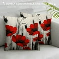 thumbnail image 3 of HENGT  Poppy Flower Pillow Case,Vintage Red Poppy Flower Cushion Cover Square Standard Home Ative for Men/Women Black Red, 3 of 5
