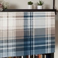 thumbnail image 5 of Blue Brown Plaid Rod Pocket Curtain Valance, Vintage Abstract Stripes Lattice Farmhouse Window Valance for Living Room, Bedroom, Kitchen 42"W x 12"L, 5 of 9