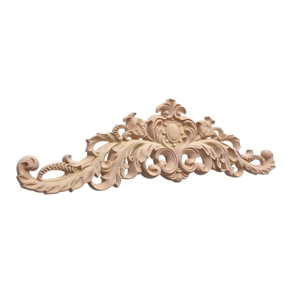 Mosiee Wooden Wall Decor Carving Handcrafted Floral Motif Rubberwood Material Style 5: 40*11cm