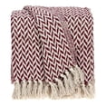 thumbnail image 1 of HomeRoots 476208 Burgundy Handloom Herringbone Weave with Tassels, 1 of 1