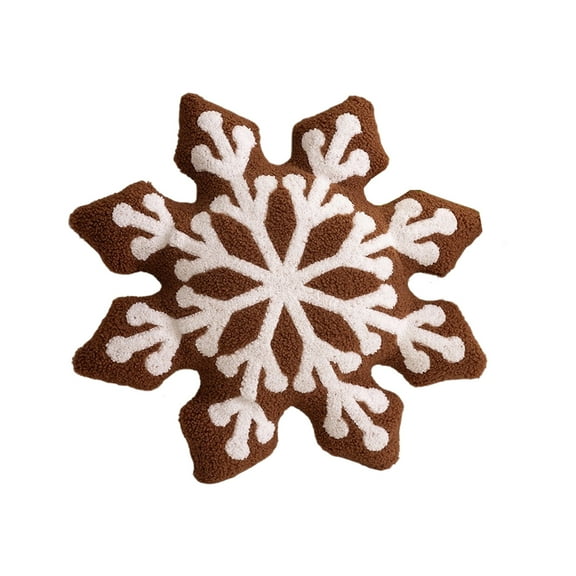 Holiday Snowflake Design Furry Cushion Soft Throw Pillow for Indoor Christmas Decor Winter Living Room
