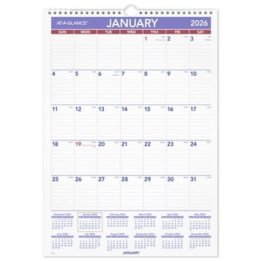 AT-A-GLANCE 2026 Monthly Wall Calendar Medium 12 x 17 - Monthly Wall Calendars