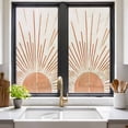 thumbnail image 2 of Orange Sunshine Window Privacy Film, Lines Retro Abstract Middle Century Static Cling UV Sun Blocking Heat Control Window Tint Day and Night, Non-Adhesive One Way Windows Privacy Cover 17.7''x39.3'', 2 of 7