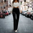 thumbnail image 4 of Hfyihgf High Waisted Velvet Flare Pants for Women Elastic Business Casual Work Long Pants Solid Color Bell Bottom Trousers(Black,L), 4 of 5