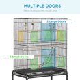 thumbnail image 4 of PawHut Cage à Oiseaux avec Support Roulant, Jouets, pour Perruches Canaris Noir, 4 of 10