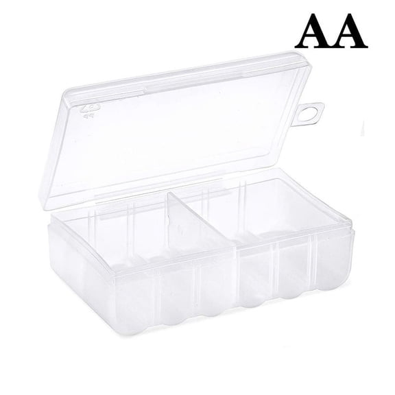 Hard Plastic Clear Battery Storage Box with 6 Slots AA/AAA Battery Organizer Battery Storage Case