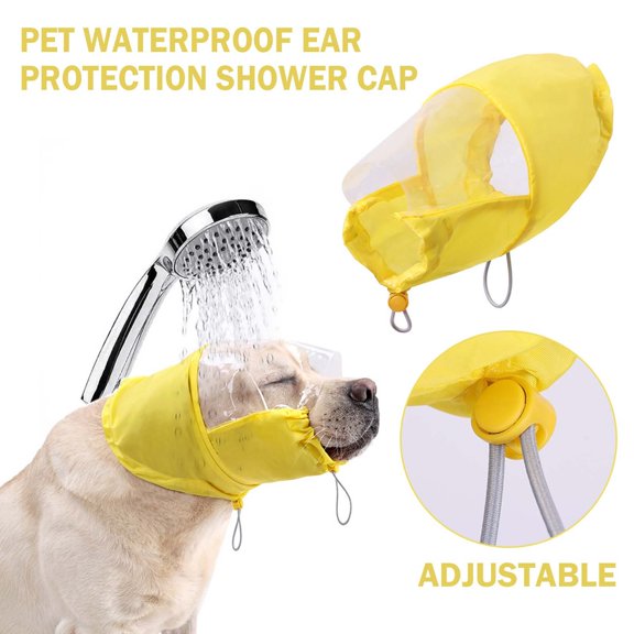 Pet Ear Cap Dog Shower Hood Size L, Waterproof Design To Keep Your Dog's Ears Dry During Baths, Soft Material For Comfortable Pet Grooming Sessions With Adjustable Fit