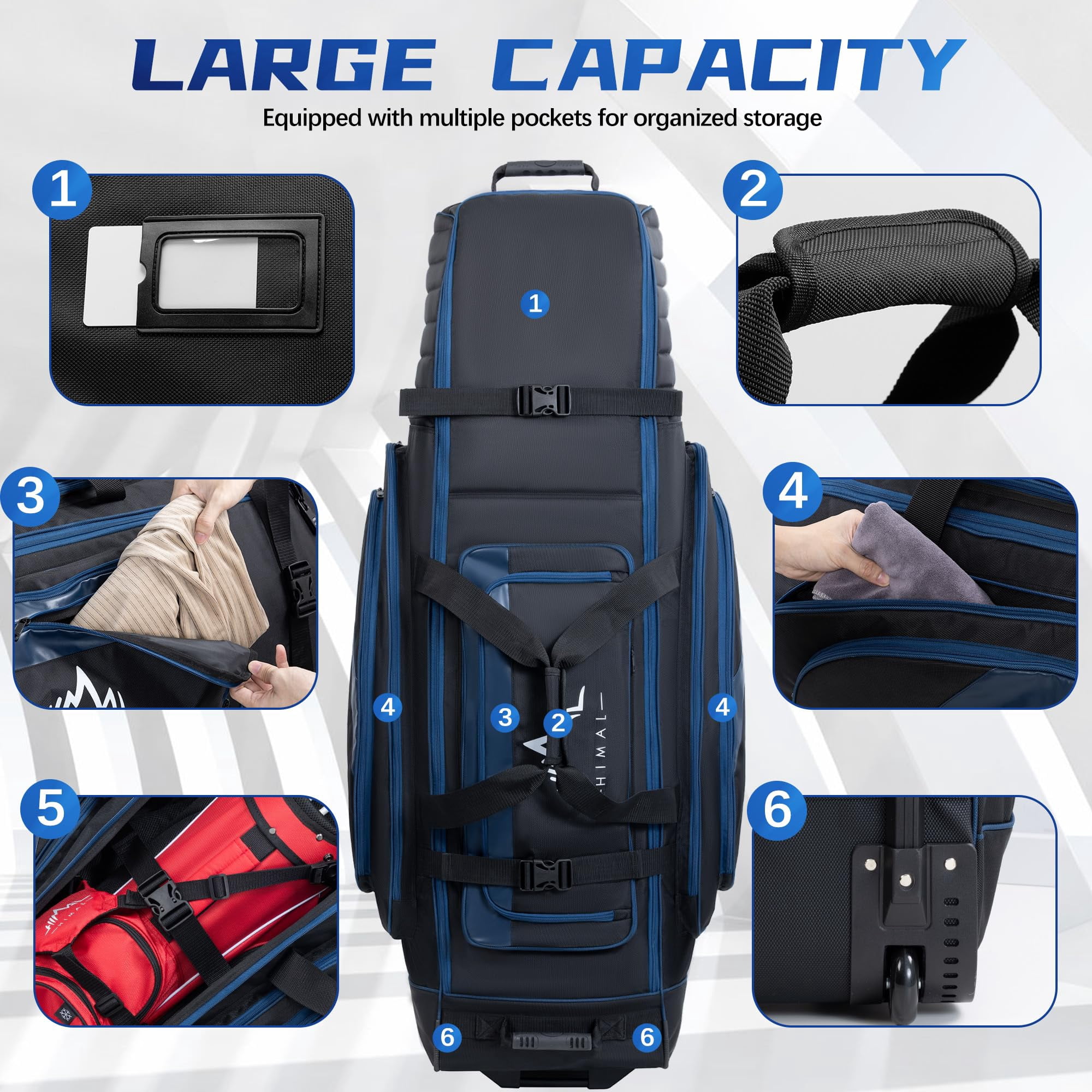 Soft-sided Golf Travel Bag Cover With Wheels  1680d Material Padded Head And Leather Accents Foldable Bags For Airlines