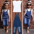 thumbnail image 5 of Toddler Girls Cloths Outfits Kids Clothes Set T-Shirt Tops Denim Overalls Jeans Pants Girls Outfits, 5 of 10