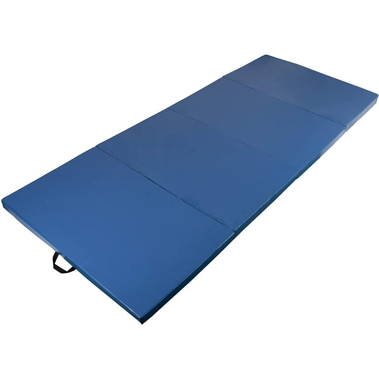 Polar Aurora PU Leather Folding Exercise Mat 4 x 8 x 2 Blue