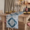 thumbnail image 2 of Blue Grey Boho Floral 72 Inch Table Runner, Vintage National Flower Farmhouse Dresser Scarf Cotton & Linen Tablerunner for Dining/Kitchen Island/Holiday Party Décor 13" x 72", 2 of 9
