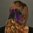 thumbnail image 2 of Unique Bargains 1 Pc Hair Elastics Halloween Sequin Bow Hair Ties for Women Purple Black, 2 of 5