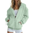 thumbnail image 4 of WTXUE Womens Zip Up Hoodies Sweatshirt Jacket Cute Lightweight Jackets Trendy Hooded Workout Fall with Pockets Oversized Sweatshirt Open Front Cardigan Long Sleeve Blouses Casual Tops Light Green 3Xl, 4 of 7
