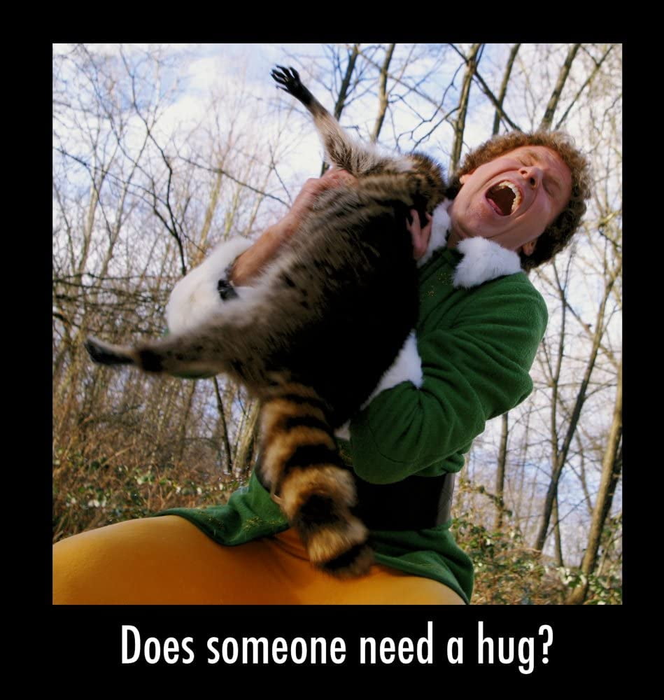 Elf Someone Needs A Hug Screengrab Men's Black T-shirt-3XL