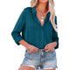 thumbnail image 5 of Camisa Con Cuello Vuelto Para Mujer Camisa Con Cuello En V Para Mujer Camisa Informal Para Mujer Blusa Informal Para Mujer ANGGREK Azul Oscuro XXL, 5 of 6