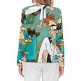 thumbnail image 2 of Phineas And Ferb Women’s Pajama Top 3D Digital Print Sleepwear Trendy Crewneck Pullovers Long Sleeve Shirts L, 2 of 8