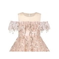 thumbnail image 4 of Girls Dress Off Shoulder Sequin Stripe Vintage Flapper Glitter Dress 8 Years, 4 of 6