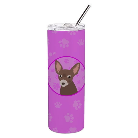 Carolines Treasures WDK1251TBL20 Chihuahua Chocolate Design2 Stainless Steel 20 oz Skinny Tumbler Pink 20 oz multicolor