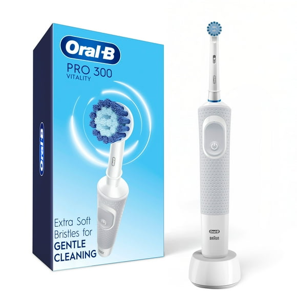 Oral-B Pro 300 Sensitive Clean Vitality Electric Toothbrush with (1) Brush Head, Rechargeable, White, Toothbrush with (1) Brush Head