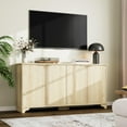thumbnail image 1 of Buffet Bahut Cannelé Yiwa, Armoire de Rangement de 61 Pouces, 4 Portes, Tablettes Ajustables, 1 of 8