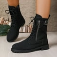 thumbnail image 4 of LOVZFMLL Boots for Women Ankle Combat Boots Lace Up Round Toe Adjustable Straps Low Chunky Heel Platform Fall Winter Boots, 4 of 8
