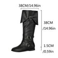 thumbnail image 6 of Knee High Motorcycle Riding Boots for Women Vintage Buckle Low Heel Mid Calf Combat Work Tall Boots, 6 of 7