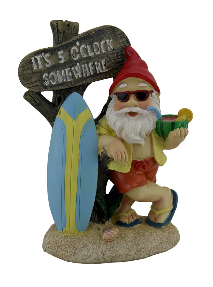 It's 5 O'clock Somewhere Tropical Beach Bum Gnome Statue by Mayrich Company