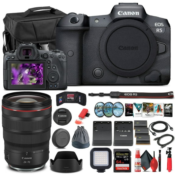 Canon EOS R5 Mirrorless Camera Body W/ Canon RF 24-70mm Lens - Advanced Bundle (International Version)