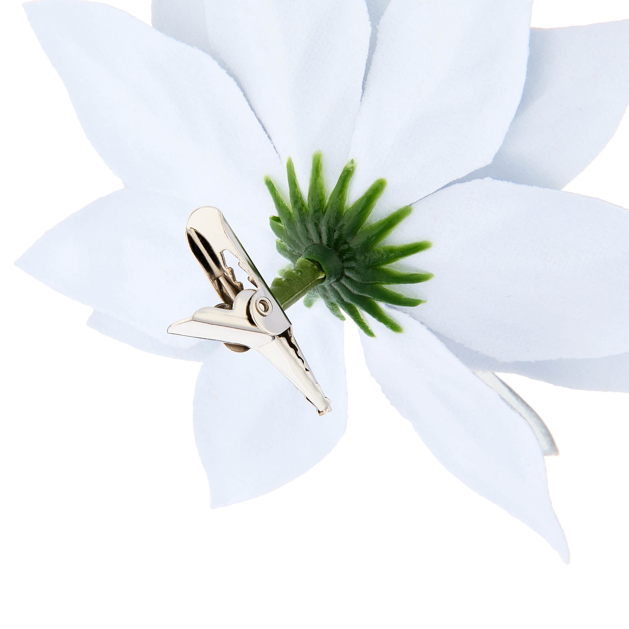 Silver Poinsettia Christmas Clip Ornament, 4", by Holiday Time