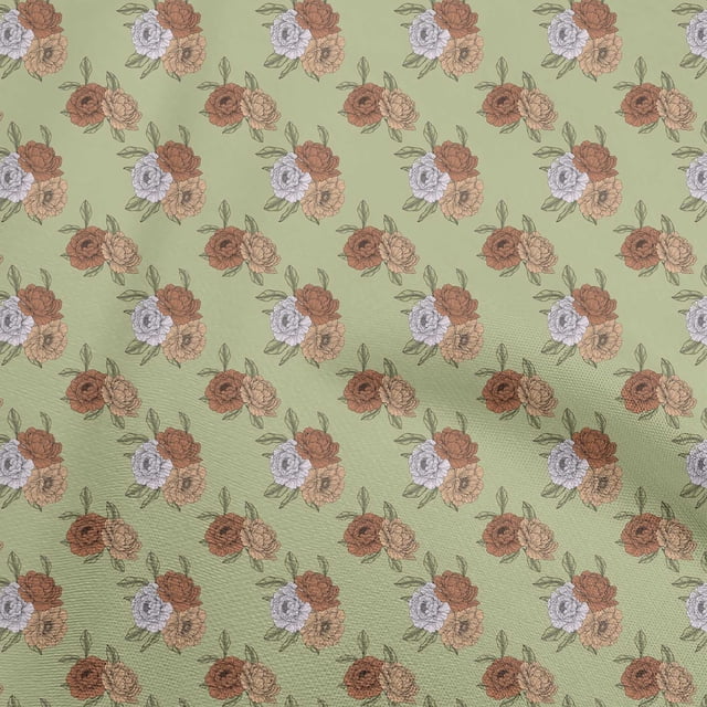 oneOone Cotton Cambric Light Green Fabric Floral Sewing Craft Projects Fabric Prints By Yard 56 Inch Wide