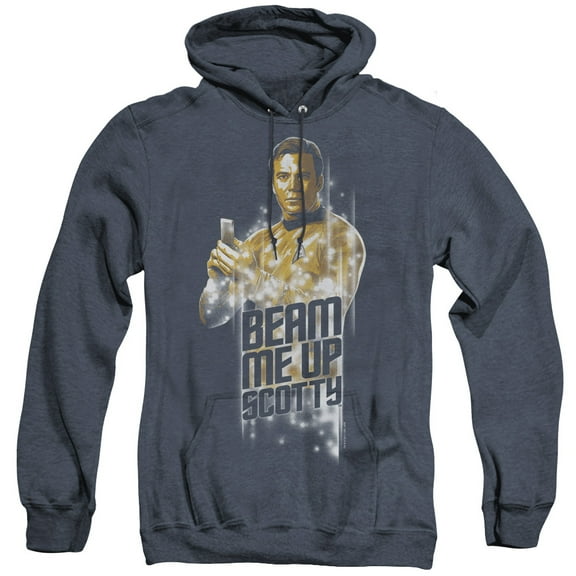Star Trek Beam Me Up Adult Heather Hoodie Sweatshirt Navy