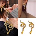 thumbnail image 2 of Retro Style Snake Earrings Accessory Dazzling Snake Earrings Gold Alloy Comfortable Ear Studs Ornament for Long Wear, 2 of 5