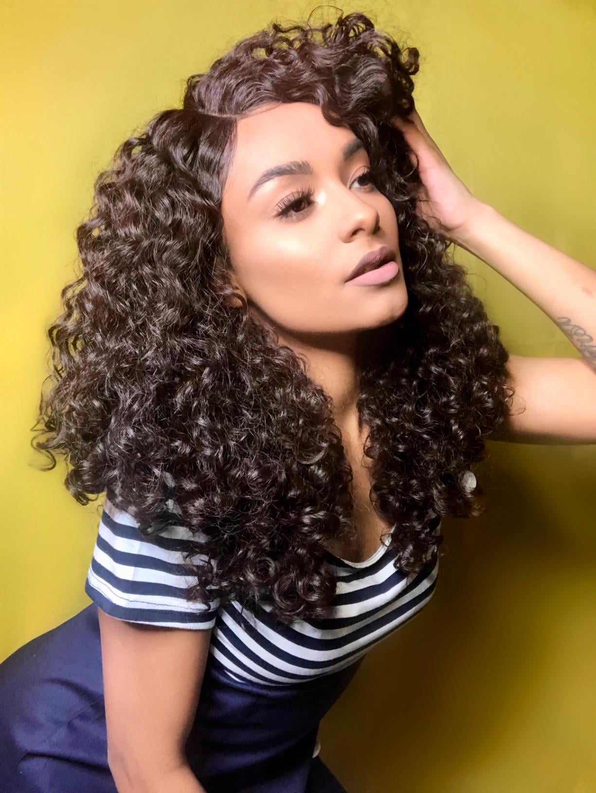Catalonia Long Kinky Curly Wig Lace Front,Synthetic Fiber Deep Wave Hair Replacement Wig 19 Inch