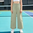 thumbnail image 2 of TOWED22 Girls Sweatpants Pants Wide Leg Flare Pants Teen Kids Elastic Casual Trousers with Pocket(Light Green,8-9 Y), 2 of 7